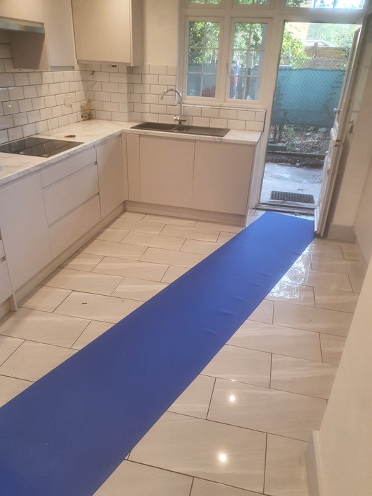 4 meter blue Neoprene floor runners are the perfect solution to high traffic areas where protection is needed from foot traffic, water and dirt. neoprene floor runners can be used on all types of flooring from carpet, tiles, wood and stone. Neoprene floor runners are waterproof and can be cut from 1m to 30m. Neoprene floor runners are waterproof but also wick moisture from shoes to stop it transferring into the property. they can be hung and dried over night ready for repeat usage.