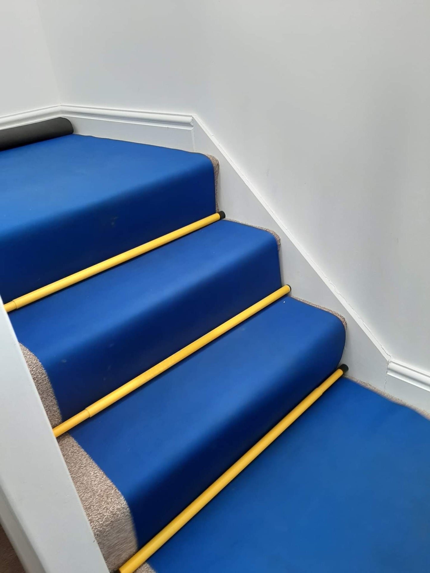 Blue with stair rods